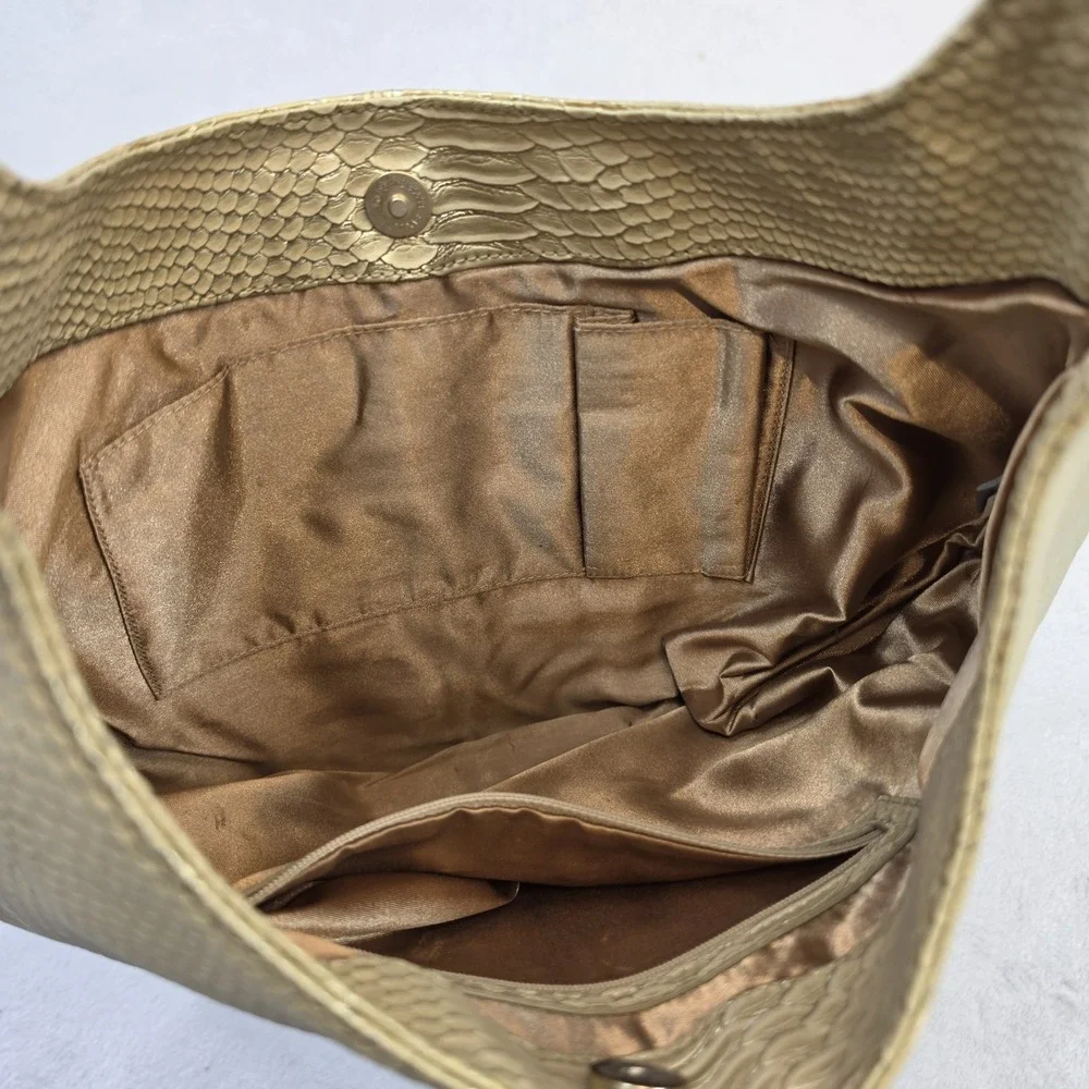 Devi Kroell for Target Gold Snake Embossed Hobo Shoulder Bag Faux Leather Purse